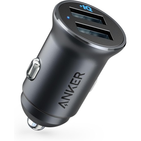 Anker 320 (24W II), Mini Cargador de Coche, USB Dual-Puerto 4.8A con luz LED, para iPhone13/12/11/XR/Xs, iPad Pro/Air 2/Mini,