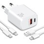 20W 2-Puerto Carga Rapida Cargador para iPhone 14 13 12 11 Pro MAX Plus Mini SE XS XR X 8 7, iPad, Airpods, USB-C USB-A Rapido