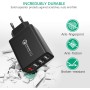 JOOMFEEN Quick Charge 3.0 Cargador USB de Pared con Cable USB Tipo C,30W QC 3.0 Cargador Móvil 4 Puertos Cargador de Red USB