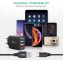 JOOMFEEN Quick Charge 3.0 Cargador USB de Pared con Cable USB Tipo C,30W QC 3.0 Cargador Móvil 4 Puertos Cargador de Red USB
