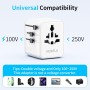 Adaptador Enchufe Universal Cargador Viaje, 5 in 1 Travel Adapter Internacional con 1 USB 2 Tipo C, 1 Toma Mundial y Toma US/JP,