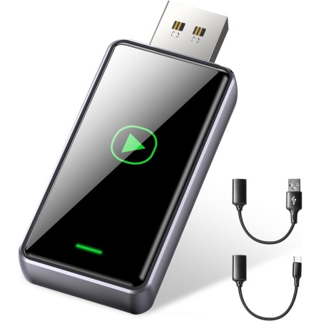 Alltotive S1 Adaptador CarPlay Inalámbrico para Coche con CarPlay por Cable, Convierte CarPlay con Cable a Inalámbrico, USB A/C