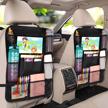 Diboniur Organizador Asiento Coche, Protectores de Asiento para Coche con 10 Bolsillos, Organizador Asiento Trasero Niños para