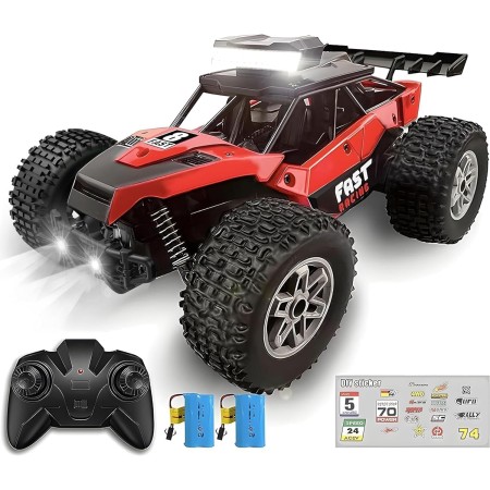 KINSAM Coche Teledirigido RC con Luz, 1/18 con 2 Baterías 60Min Play,20km/H Acelerador Proporcional Completo, para Niños 6-16