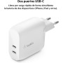 Belkin Cargador de Pared USB Type C PD de 40 W (dos Puertos USB-C de 20 W cada uno para Carga Rápida PD para iPhone 16 o 15,