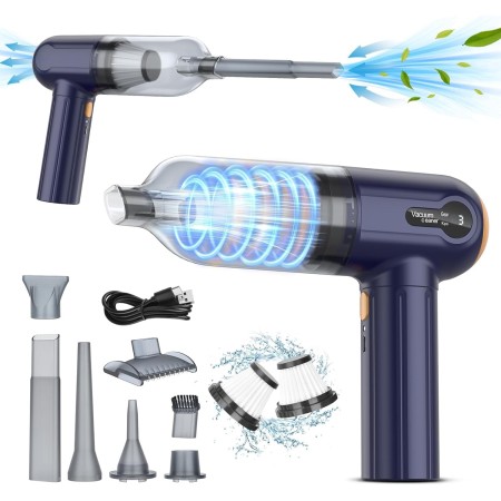 Aspirador De Mano, 15000 Pa Potente Aspiradora Coche, 4 En 1 Aspirador Y Soplador De Polvo Ligero, Pantalla Led, Mini Aspirador