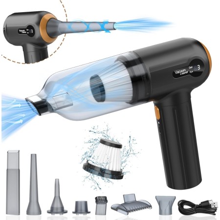 Aspirador De Mano, 15000 Pa Potente Aspiradora Coche, 4 En 1 Aspirador Y Soplador De Polvo Ligero, Pantalla Led, Mini Aspirador