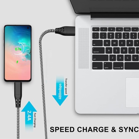 Cargador para Samsung Carga Rapida, Cargador Universal Movil con 2M Cable USB Tipo C Nylon para Samsung Galaxy S23/S22/S21