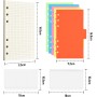 80 Hojas Recambios de Agendas A6 para Cuaderno de 6 Anillas Con 5 Divisor de Colores y Bolsillos, Papel de Recarga Recargable