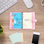 80 Hojas Recambios de Agendas A6 para Cuaderno de 6 Anillas Con 5 Divisor de Colores y Bolsillos, Papel de Recarga Recargable