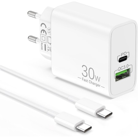 30W USB C Cargador para iPhone 16/15 Pro MAX Plus 16e, iPad Pro/Air, iPad 10th Generación, Accesorios Rapida Cargador Carga