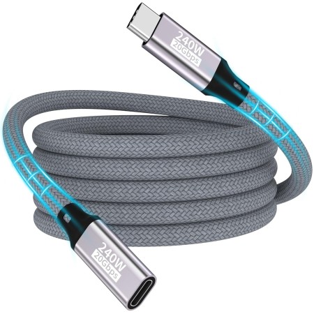 Cable de extensión USB C,1M 20 Gbps/240 W/5K@60Hz extensor USB C 3.2,4K@144Hz,cable de extensión de video tipo C macho@hembra