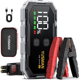 YUSMAN Arrancador de Coche, 6000A Arrancador de Baterias de Coche,12V Portátil Coche con para All Gasolina o 10L Diesel,