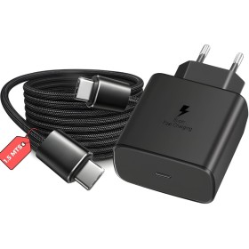 Cargador 45W Super Rapido para Samsung Galaxy S25/S24/S23/S22/S21 Ultra Plus, Cable Nylon USB-C 5A 1.5Mts Incluido.