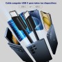 Cargador 45W Super Rapido para Samsung Galaxy S25/S24/S23/S22/S21 Ultra Plus, Cable Nylon USB-C 5A 1.5Mts Incluido.