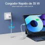 NOHON Cargador USB C Rapida：35W GAN Cargador USB C, Cargador Carga Rapida con 1M Cable Typ-C de 60W, 2-Puerto Enchufe USB C
