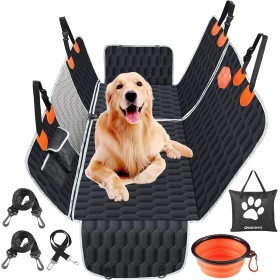 OneAmg Funda Coche Perro Protector Coche Perros Asiento Trasero con Ventana de Malla Visible, Bolsillo, Protección Lateral y