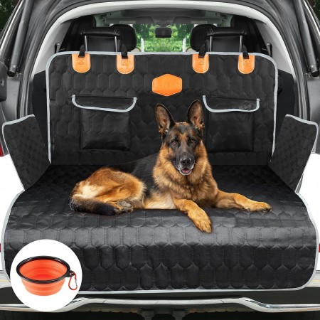 OneAmg Funda Coche Perro Protector Coche Perros Asiento Trasero con Ventana de Malla Visible, Bolsillo, Protección Lateral y