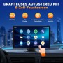 Volam Portátil Radio Coche con Inalámbrico A-pple Carplay & Android Auto,9 Pulgadas Autoradio Estéreo IPS Pantalla Táctil con