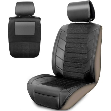 Upgrade4cars 2 x Funda de Asiento Delantero para Coche Anti-Sudor Negro | Cubre-Asiento Universal en Algodón Anticalor |