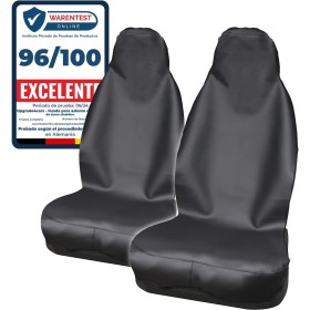 Upgrade4cars 2 x Funda de Asiento Delantero Impermeable para Coche Universal Negro Polipiel