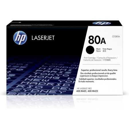 HP 80A CF280A, Negro, Cartucho Tóner Original, de 2.560 páginas, para impresoras HP LaserJet Pro 400 M401a, 400 M401d, 400