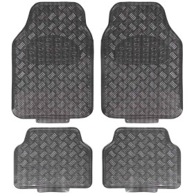AUTOZOCO Juego Alfombrillas de Goma Universales para Coche diseño metalico - esterillas Acabado metalico - 70x46cm Delanteras y