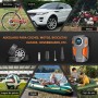 SYTUNG Inflador Ruedas Coche, Compresor Aire Portatil de Neumáticos de Coche con 3 Adaptadores de Boquilla y Luces LED