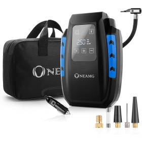 OneAmg Compresor de Aire Eléctrico Portátil Alimentado con Manómetro 12V con LED Luces de Emergencia para Hinchar Neumático de