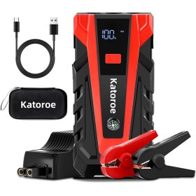 KATOROE Arrancador de Coches 4000A, 150PSI 12V Arrancador de Batería de Coche, Jump Starter con 2.5 Inch Pantalla LCD, Clips de
