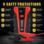 KATOROE Arrancador de Coches 4000A, 150PSI 12V Arrancador de Batería de Coche, Jump Starter con 2.5 Inch Pantalla LCD, Clips de