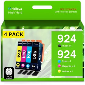 Halloya 924 Cartuchos 924XL con Chip Compatibles para HP 924 EvoMore 924E 924XL para HP OfficeJet Pro 8120 8122 8123 8125 8128