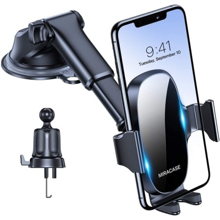 Miracase Soporte Movil Coche [2025 Ventosa Potente] Suporte Telemovel Carro en Salpicadero, Rotación 360° Ventosa Movil