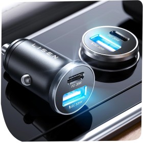 LISEN Cargador Coche Carga Rapida 69W Cargador Mechero USB C - Accesorios Coche Interior Cargador Móvil Coche Toma Mechero 12V