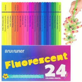 24 lápices de colores neón, juego de lápices de dibujo profesionales d