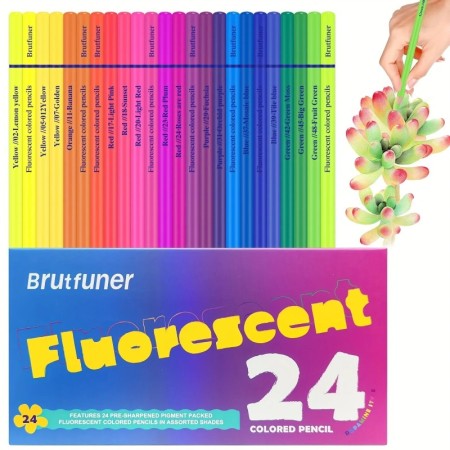 24 lápices de colores neón, juego de lápices de dibujo profesionales d