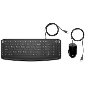 HP Pavilion 200 Teclado y Ratón con Cables - (1600 PPP, Puerto USB 2.0, Indicador LED, Windows 10, Windows 8) Teclado QWERTY