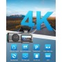 Dash CAM Coche, 4K Dashcam con Tarjeta 64G, Camara Vigilancia Coche Desmontable, Cámara Coche Grabadora, Super Visión, WiFi &