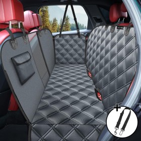 KYG Funda Perros Coche Cubierta de Asiento para Mascota Impermeable y Resistente Protector Coche con Ventana de Malla Visible y