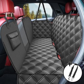 KYG Funda Perros Coche Cubierta de Asiento para Mascota Impermeable y Resistente Protector Coche con Ventana de Malla Visible y