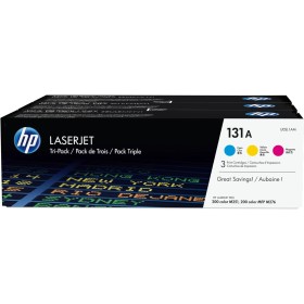 HP 131A U0SL1AM, Cian, Amarillo y Magenta, Cartuchos Tóner Originales, Pack de 3, para impresoras HP LaserJet Pro 200 color MFP