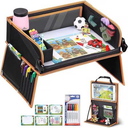 lenbest Mesa para Niños en la Asiento de Coche, Tablero Impermeable del Coche, Dos Formas de Usar, Bandeja de Coche y Cochecito