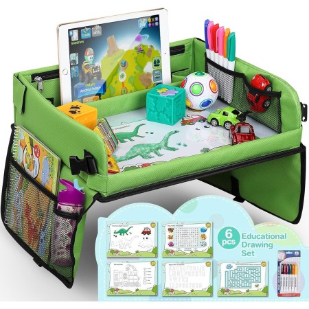 lenbest Mesa para Niños en la Asiento de Coche, Tablero Impermeable del Coche, Dos Formas de Usar, Bandeja de Coche y Cochecito