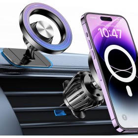 Soporte Movil Coche MagsafeSuper imanes Soporte Magnetico movil Coche, Soporte iPhone Coche360° Rotación Soporte Movil Coche