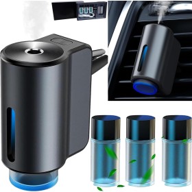 AI Eléctrico Ambientador Coche con 3 perfumes (Coloniaa/Chanell/Hiltonn), Nebulizador Ultrasónico, 3 Modos Inteligentes,