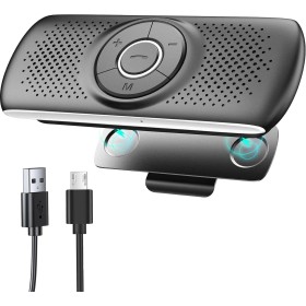 Manos Libres Coche Bluetooth 5.0 con Clip, Ranura para Tarjeta TF, Micrófono Integrado, Compatible con Siri y Google Assistant,