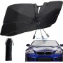 Parasol Coche Delantero Plegable, Parasol Paraguas Coches, Protección UV, Aislamiento Térmico, Almacenamiento fácil, Adaptable a
