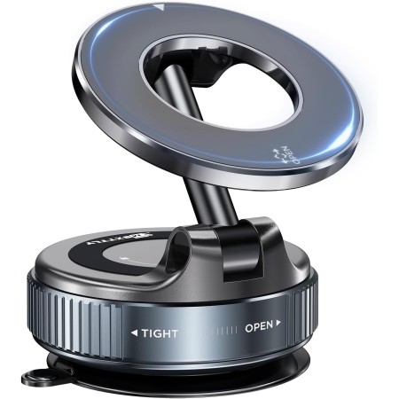 MSXTTLY Soporte Magnetico Movil Coche, [Vmag-S1] Portátil Soporte Movil Coche Ventosa con mag- Safe, Ajustable 360°, Compatibles