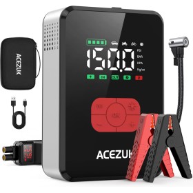 ACEZUK 6000A Arrancador de Baterias de Coche con 150PSI Compresor de Aire, Arrancador Coche Portatil con Inflador(Todo Gas o