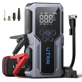 4500A Arrancador de Baterías de Coche con Compresor de Aire,UTRAI 12V Arrancador de Coches(para 9L Gasolina o 7.5L Diesel)